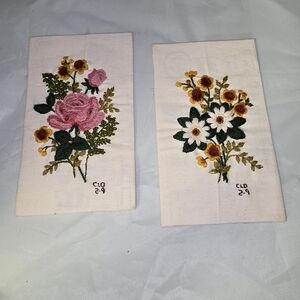 Vintage Floral Embroidered Fabric Panels